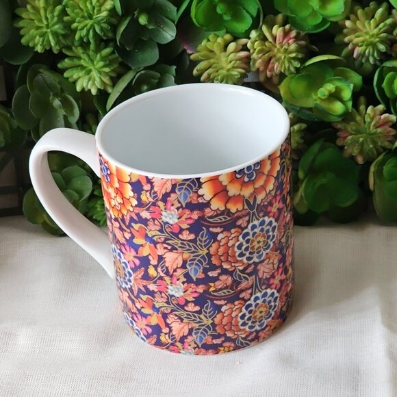 New Pair Williams Sonoma California Porcelain floral Tea Cup / Coffee Mug - Picture 2 of 4